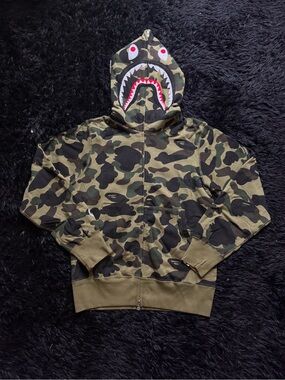 Green camo bape zip up